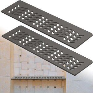 2Pk Aluminum Shower Niche Shelf Bronze 5/32"/4mm Thick Petal Design Matte Bronze